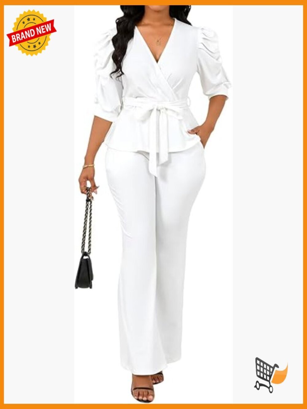 2 Piece Pant Set Ruffle Top Wide Leg Pantsuit Business Outfit Plus Size